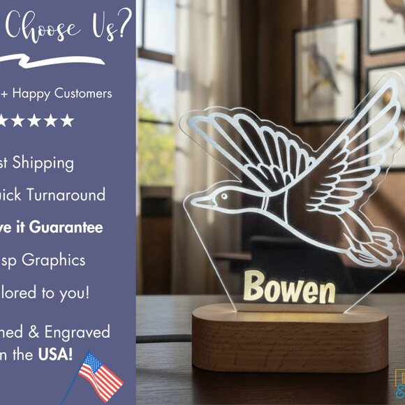 Bird Wings Custom Name Light • Personalized LED Cloud Decor • Baby Gift - Picture 4 of 8